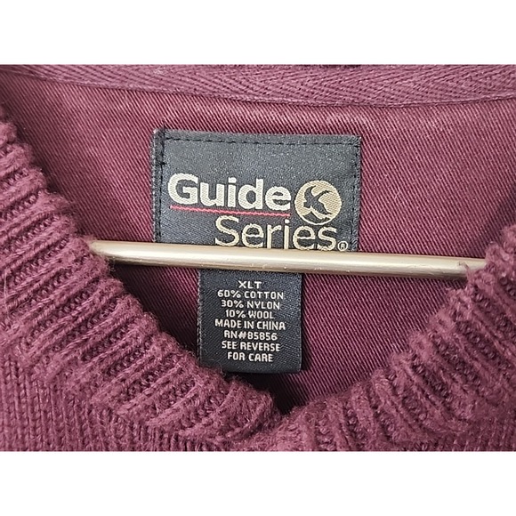 Guide Series‎ 1/4 Button Pullover Men's Size XLT Maroon Burgundy Knit Mock Neck - Picture 2 of 8